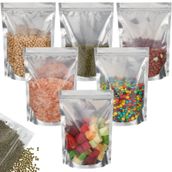 Ctosree 200 Adet Stand Up Kese Çantaları, Alüminyum Folyo Sırtlı Sızdırmaz Ağır Hizmet Tipi Şeffaf Ön, Plastik Fermuarlı Gıda Kahve Şeker Saklama, Yeniden Kapatılabilir Torbalar ve Isıyla Yapışabilir