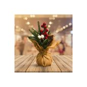 CUTESTUFFSHOP Yılbaşı süsü jüt Çuval Kesesi, Masa Süsü Kırmızı