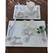 Cyzhome Adore Gümüş Beyaz İncili Söz Tepsisi Nişan Tepsisi Ve Damat Kahve Fincan Tepsisi Çok Renkli