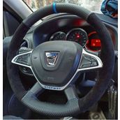 Dacia Duster Direksiyon Kılıfı Alkantra Karbon Mavi Yüzüklü