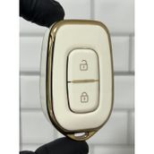 Dacia Duster Uyumlu Logan Sandero Nano Anahtar Kılıfı Beyaz - Gold