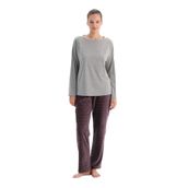 Dagi Kadın Kadın Bisiklet Yaka Pijama Üstü, Pamuklu, Örme, Gri Melanj, L