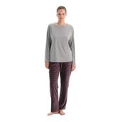 Dagi Kadın Kadın Bisiklet Yaka Pijama Üstü, Pamuklu, Örme, Gri Melanj, M