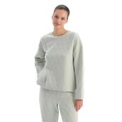 Dagi Kadın Kapitone Pijama Üstü, Örme, Açık Gri, L