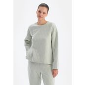 Dagi Kadın Kapitone Pijama Üstü, Örme, Açık Gri, XL