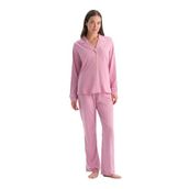 Dagi Kadın Pijama Takımı, Pembe Biyeli Pamuk Modal Gömlek Pantolon, 2XL