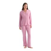 Dagi Kadın Pijama Takımı, Pembe Biyeli Pamuk Modal Gömlek Pantolon, S Beden