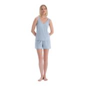 Dagi Kadın V Yaka Modal Atlet Şort Pijama Takımı, Örme, Buz Mavisi, M