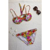 Dagi Straplez Destekli Push-up Çiçek Desenli Bikini Takımı