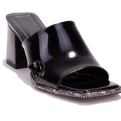 Dagoster DZA07-1136745 Siyah Rugan Klasik Taşlı Topuklu Kadın Terlik