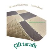 Damla Desen Tatami Minderi 100x100 20mm Çift Taraflı Kullanım Çift Renk (bej-kahverengi)