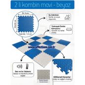 Damla Desen Tatami Minderi 50x50 13mm (15 adet fiyatıdır)-(2 eşit renk gönderilecektir) (mavi-beyaz)
