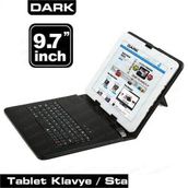 Dark 9.7 İnç Micro Usb+USB Klavyeli Siyah Tablet Deri Kılıf
