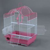 DaYang İki Kapılı Kubbeli Pembe Beyaz 295x223x385 mm Muhabbet Kuşu Kafesi