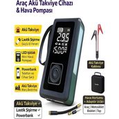 Deanb 8000mAh Dijital Ekranlı Araba Akü Takviye'li Kompresör Araç Lastik Şişirme Hava Pompası - 150PSI 1000A - Siyah