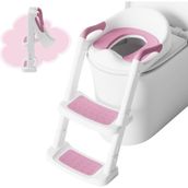 Deanic Çocuk Klozet Adaptörü Merdivenli, Pu Pedli, Kaymaz, 1- 7 Yaş, 38- 47 cm Uyumlu - Pembe - Tek Ebat