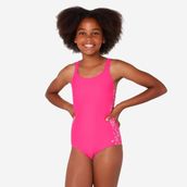 Decathlon Nabaiji 100 Viki Pembe Yuvarlak Yaka Çocuk Mayo