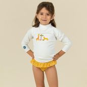 Decathlon Nabaiji Bebek UV Korumalı Uzun Kollu Tişört Beyaz Erkek Çocuk Savan Baskılı - 4 - 5 Yaş