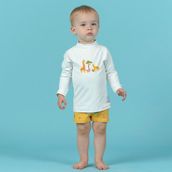 Decathlon Nabaiji Bebek Uv Korumalı Uzun Kollu Tişört - Savan Baskılı - Beyaz - 3 - 4 Yaş