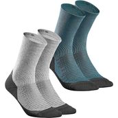 Decathlon Quechua Outdoor Çorap - Uzun Konçlu - Gri / Mavi - 2 Çift - Hike 100 - Mavi - Gri - 35 - 38