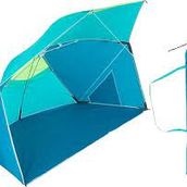 Decathlon Radbug İwiko 180 Spf50+ 3 Kişilik Mavi Sarı Plaj Şemsiyesi Gölgelik