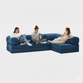 Dechome 300X200 Teddy Serisi Köşe Açık Uzanma Modüler Koltuk | Yıkanabilir Corduroy Kumaş | Çok Fonksiyonlu Yer Yatağıyeny Fitilli Kadife | Köşe Koltuk | 160X160 Köşe Takımı | Modüler Köşe Takımı - Lacivert