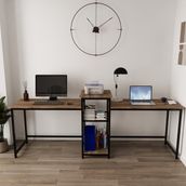 Deconode Duodesk Kahverengi 240 cm 2 Kişilik Çalışma Masası