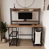 Deconode Regal Kahverengi 120 cm Raflı Çalışma Masası