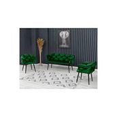 Decoraks Balon Çay Seti Koltuk Takımı Oturma Odası Kafe Antre Hol Ofis 2+1+1 Siyah Metal YEŞİL