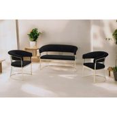 Decoraks Rio Çay Seti Takımı Koltuk Takımı Oturma Odası Kafe Antre Hol Ofis 2+1+1 Gold Metal - Siyah