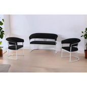 Decoraks Rio Çay Seti Takımı Koltuk Takımı Oturma Odası Kafe Antre Hol Ofis 2+1+1 Krom Metal - Siyah