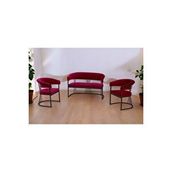 Decoraks Rio Çay Seti Takımı Koltuk Takımı Oturma Odası Kafe Antre Hol Ofis 2+1+1 Siyah Metal - Fuşya