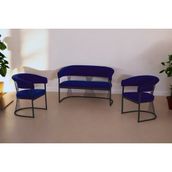 Decoraks Rio Çay Seti Takımı Koltuk Takımı Oturma Odası Kafe Antre Hol Ofis 2+1+1 Siyah Metal - Lacivert