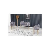 Decoraks Sarmaşık Çay Seti Takımı Koltuk Takımı Oturma Odası Kafe Antre Hol Ofis 2+1+1 Gold Metal - Taba