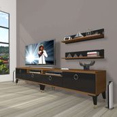 Decoraktiv Ceviz Siyah Eko 22R Mdf Gold Tv Ünitesi