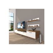 Decoraktiv Eko 200R MDF Krom Ayaklı Beyaz Ceviz Tv Ünitesi