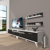 Decoraktiv Eko 200R Mdf Retro Beyaz Siyah Tv Ünitesi