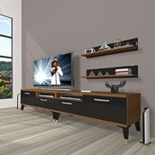 Decoraktiv Eko 200R Mdf Silver Ceviz Siyah Tv Ünitesi