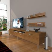 Decoraktiv Eko 220R MDF Krom Ayaklı Naturel Ceviz Tv Ünitesi