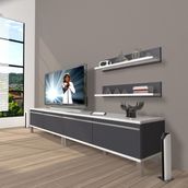 Decoraktiv Eko 220T MDF Krom Ayaklı Beyaz Antrasit TV Ünitesi