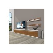 Decoraktiv Eko 220T MDF Krom Ayaklı Ceviz Beyaz TV Ünitesi