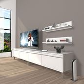 Decoraktiv Eko 220T MDF Krom Ayaklı Parlak Beyaz TV Ünitesi