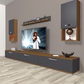 Decoraktiv Eko 270DA Mdf Ceviz Antrasit Tv Ünitesi