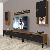 Decoraktiv Eko 270DA MDF Gold Ceviz Siyah TV Ünitesi