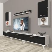 Decoraktiv Eko 270DA Mdf Retro Beyaz Siyah Tv Ünitesi