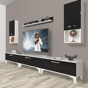 Decoraktiv Eko 270DA Mdf Silver Beyaz Siyah Tv Ünitesi
