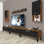 Decoraktiv Eko 270DA Mdf Silver Ceviz Siyah Tv Ünitesi