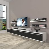 Decoraktiv Eko 270R Mdf Krom Ayaklı Beyaz Siyah Tv Ünitesi