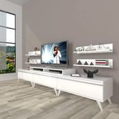 Decoraktiv Eko 270R Mdf Retro Parlak Beyaz Tv Ünitesi