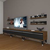 Decoraktiv Eko 270R Mdf Silver Ceviz Siyah Tv Ünitesi